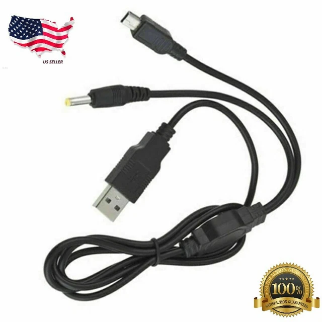 2-In-1 USB Data Cable Charger Charging Cord For PSP 2000 3000 Gaming Accessories