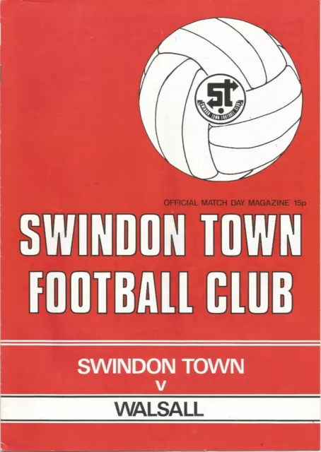 Swindon Town v Walsall - Div 3 - 11/4/1978 - Football Programme