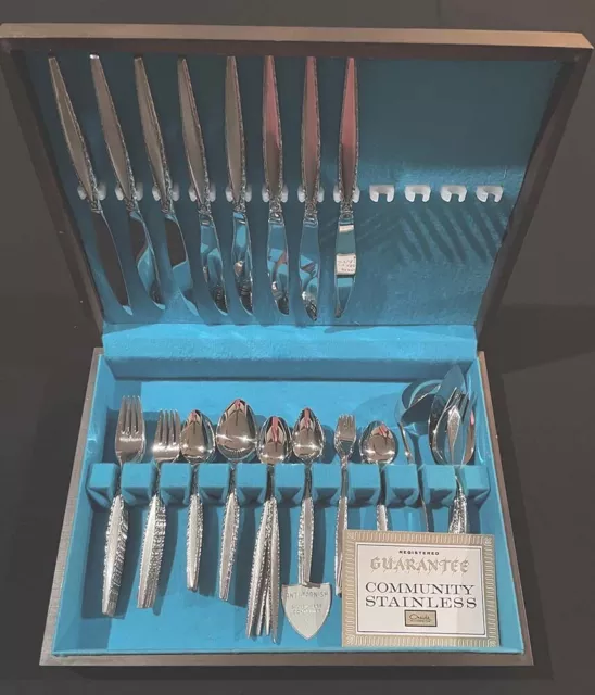 ONEIDA Community VENETIA Stainless Steel 71 Pcs Flatware Lot Mint in Wood Case