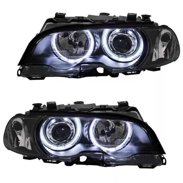 Scheinwerfer LED Angel Eyes für BMW E46 Coupe Cabrio Bj. 1999-2003 Schwarz