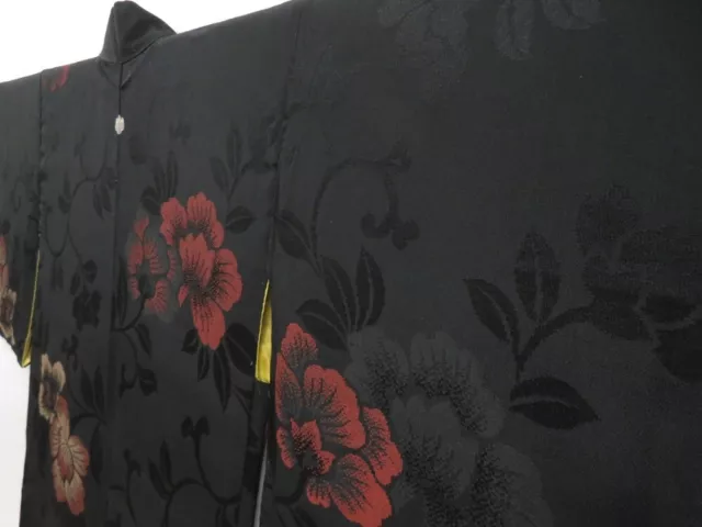 3014T08z680 Vintage Japanese Kimono Silk URUSHI LONG HAORI