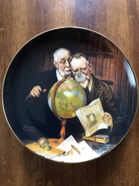Edwin M Knowles Plate "Newfound Worlds" Norman Rockwell Collection 8 1/2" Round