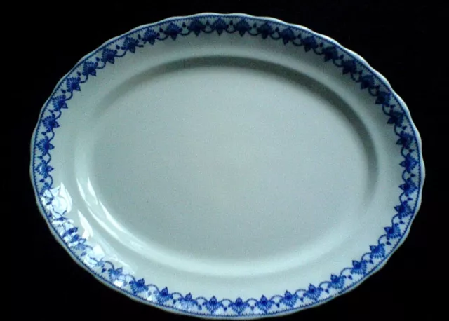 Losol Ware MATLOCK  Blue / White KEELING & CO LTD 16 inch Oval Plate c1914
