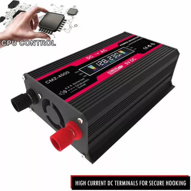 300W Convertisseur 12V 220V Onduleur Power Inverter LCD Softstart 2 USB MS 2