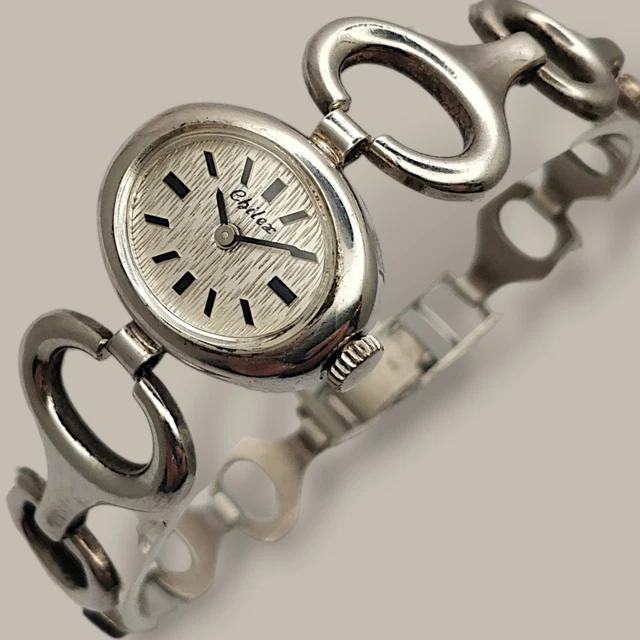 Montre Vintage Femme CHILEX, Mouvement Mécanique à Remontage Manuel, Boîtier Acier, Bracelet Caoutchouc - Occasion, Fonctionne