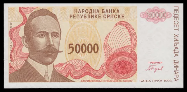 Bosnia & Hercegovina 50.000 Dinara 1993  Pick 153  SC = UNC 2