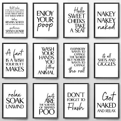 Bagno Stampe Citazioni Toilette Poster Muro Arte Divertente Testo Arredamento