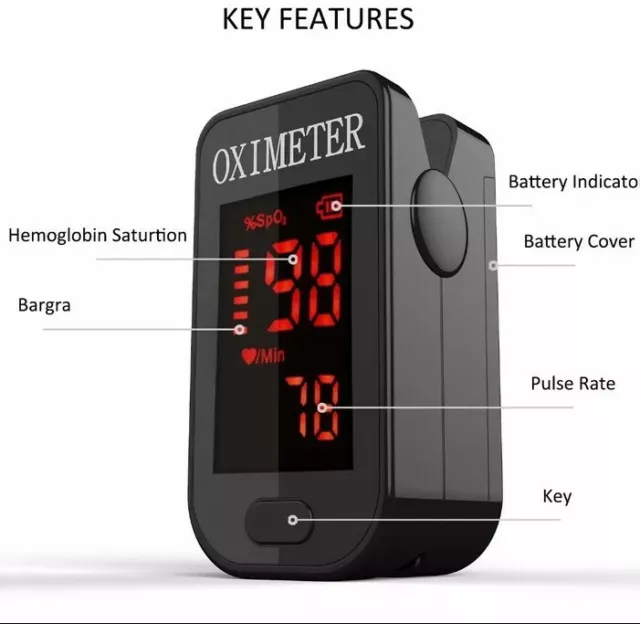 UK Fingertip Pulse Oximeter Oxygen Saturation Meter SPO2 PR Blood Monitor Finger