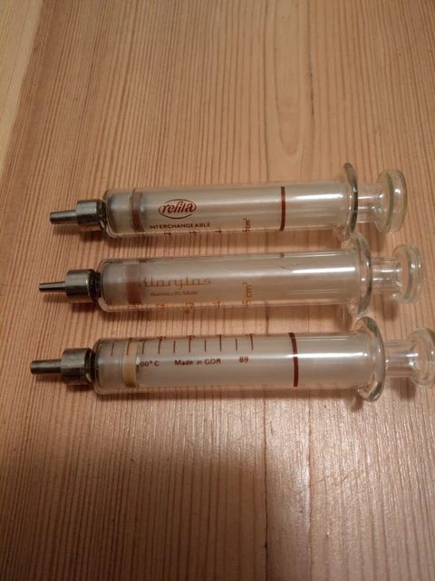 3 refila Glasspritzen DDR  5cm3 Klarglas austauschbar