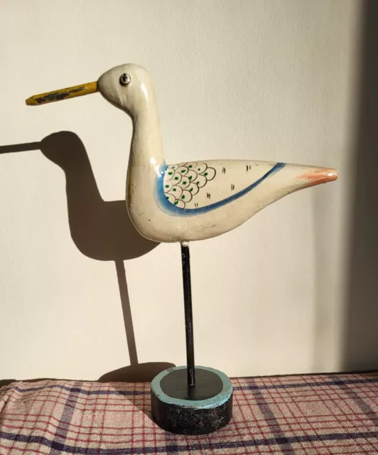 Vintage Handmade Wooden Shore Bird Gull Wood Hand Painted Folk Art Figure