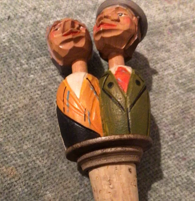 Vintage  ANRI German  Kissing Couple Cork Bottle Stopper