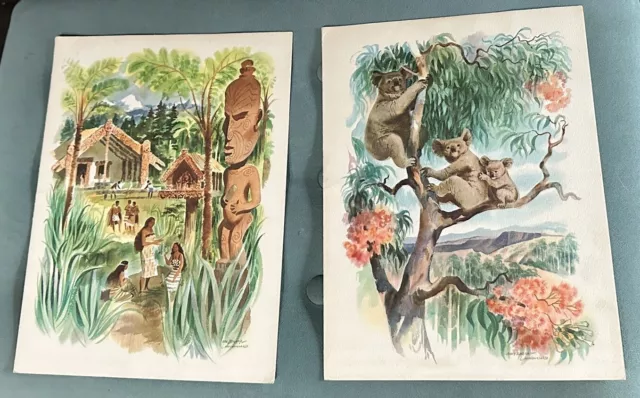LOUIS MACOUILLARD MATSON LINES MENUS SAN FRANCISCO AUSTRALIA TIKI 1959 Set of 2