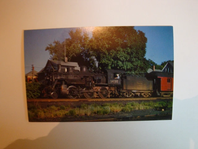 Vtg. Boston & Maine 1498 at Clinton Station 1953 Postcard (p)