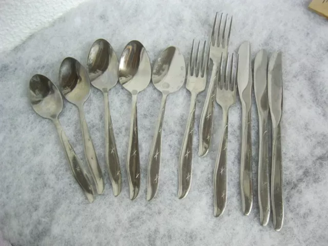 11 pieces Mar-crest stainless steel USA Citation Atomic MCM flatware 3 s/f/k/ov