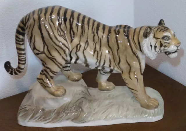 Rosenthal Tiger 40 cm Alte Porzellanfigur Sehr Alt SPRÜNGE IM SOCKEL