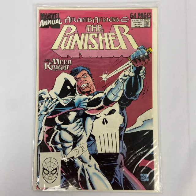 Punisher Annual 2 Marvel Comic Atlantis Attacks 1St Moon Knight Fight 1989 Vf+