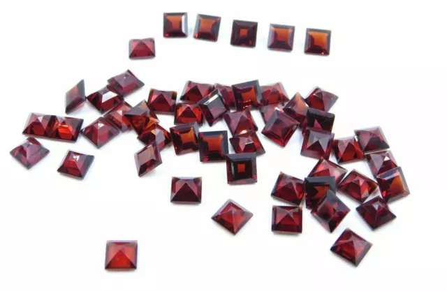 Natural Garnet Square Cut Lot Loose Gemstone 4 MM For Jewelry Making P-1012