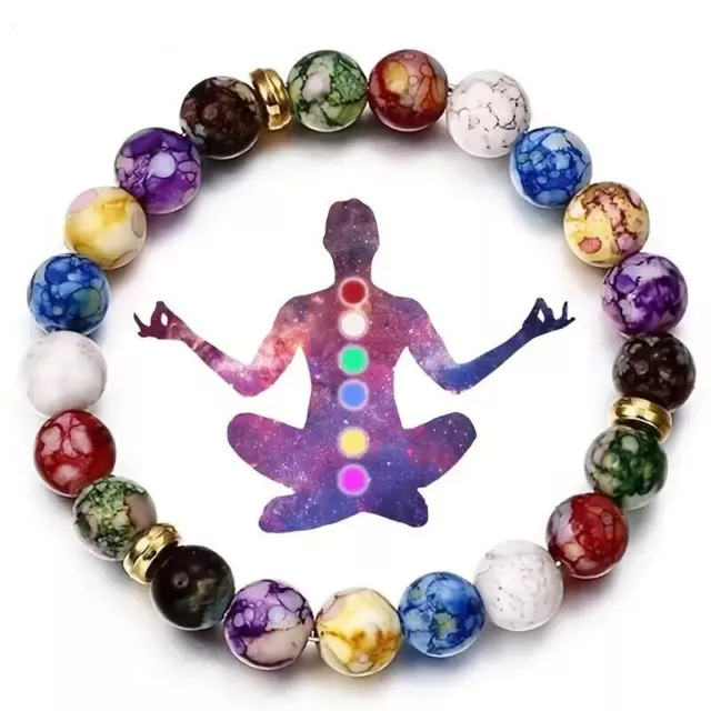 7 Chakra Healing Stone Bracelet Yoga Meditation Balance Unisex Fashion Gift New 3