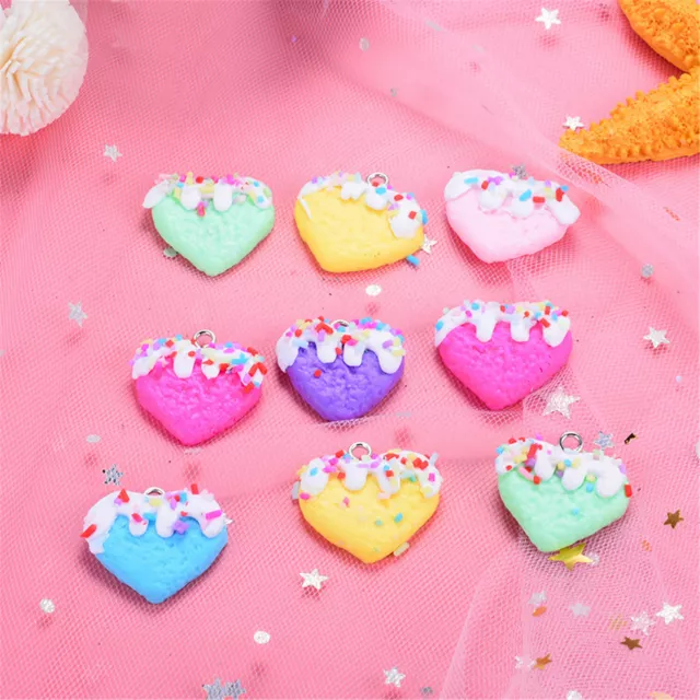 10pcs Multi-clolors Lovely Heart Polymer Clay Charm for Bracelet Necklace Making