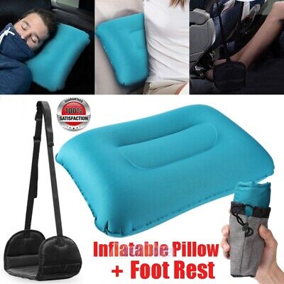 Portable Foot Rest Hanger Relax Travel Hammock Airplane & TPU Inflatable Pillow