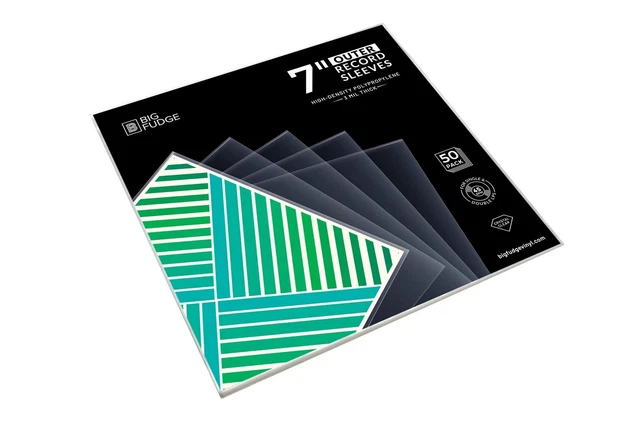 BIG FUDGE Vinyl Record Outer Sleeves - 7 inch x 50pcs - Clear LP Album Covers...