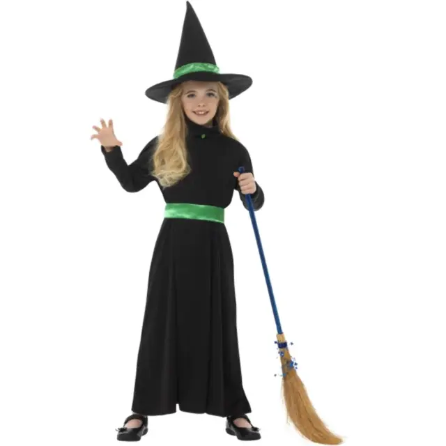 Wicked Costume da Strega + Cappello Halloween Ragazze Bambini S-L 2