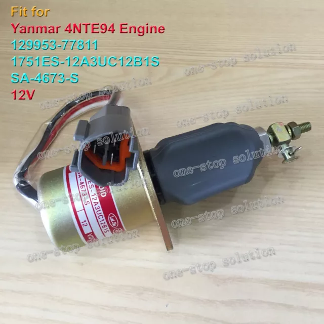 1751ES-12 12V Solenoid Valve 129953-77811 12V Fit for Yanmar 4NTE94 Engine #