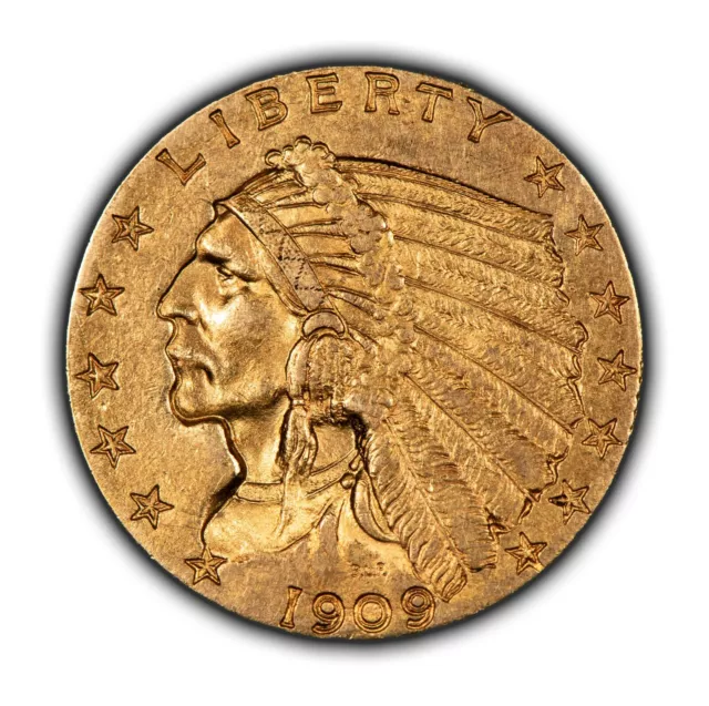 1909 G$2.50 Indian Head Gold Quarter Eagle - Luster - AU - SKU-G3411