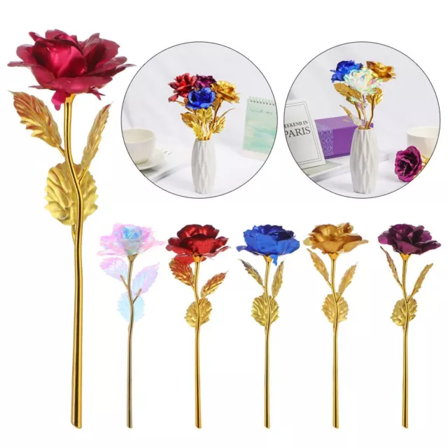 Dekor 24K Gold Foil Rose Blume Handwerk Valentinstag Geschenk Dipped Long Stem