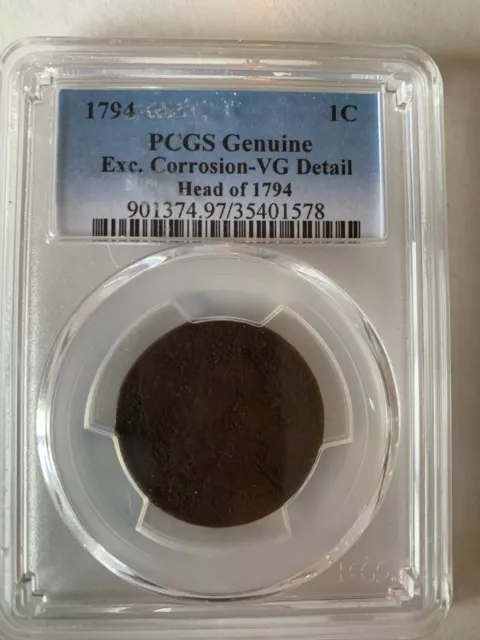 1794 1C Large Cent Capped Bust PCGS Genuine