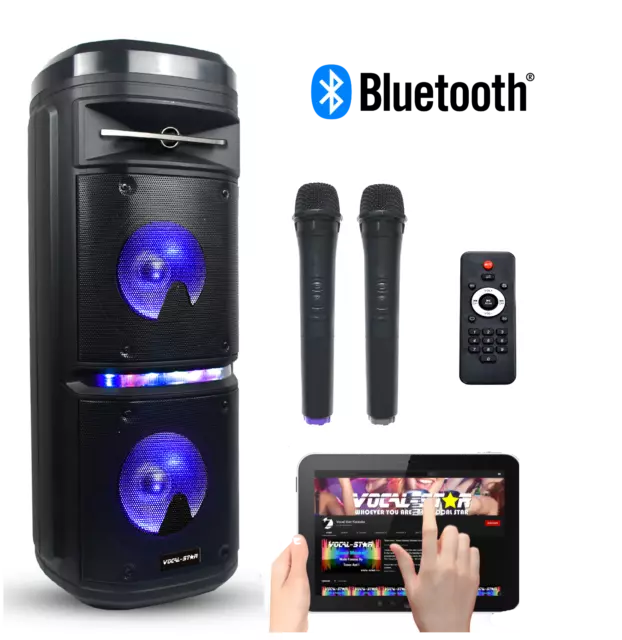 Vocal-Star VS-P180 tragbarer Karaoke-Maschinenlautsprecher 200 W, Bluetooth, 2 VHF-Mikrofone