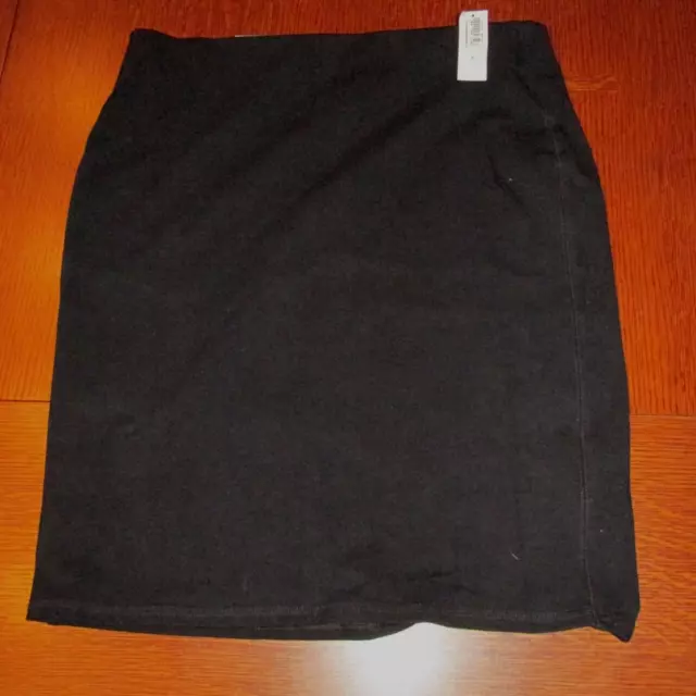 Old Navy Skirt Medium Black Pull On Knit Straight Pencil Stretch Knee Women New