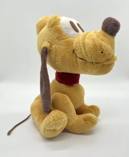 Disney Pluto Plush Big Large Head Brown Ears Rope Tail 14” Stuffed Dog