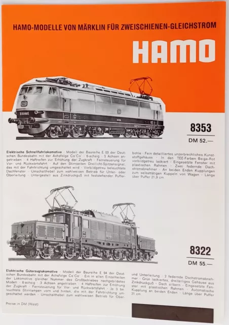 HAMO Katalog H0 von 1966  / Original / Prospekt /Flyer / Märklin / Top Neuwertig