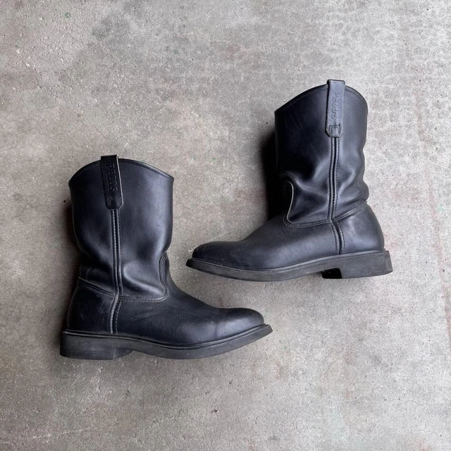 RED WING PECOS 1125 Black Leather Pull On Work Boots Mens 8  display picture 3