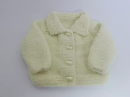 Hand Knitted Baby Jacket with Collar Lemon 0-3 Months Baby Soft 3