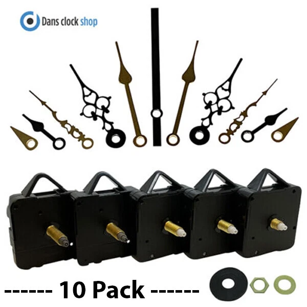 NEW 10 PACK Quartz Clock Movements Mechanisms Motors Metal Hands Clock