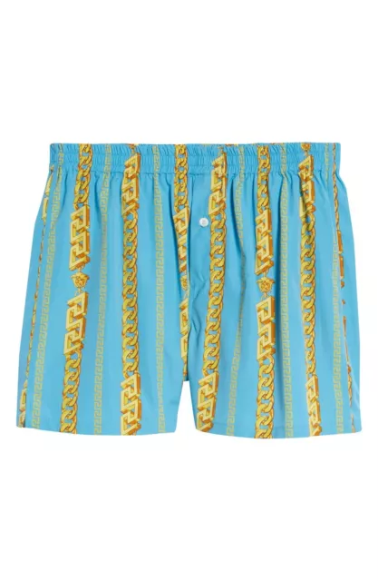 NWT Versace Greca Chain Print Cotton Boxers Size Medium (4) ~ Retail $475 2