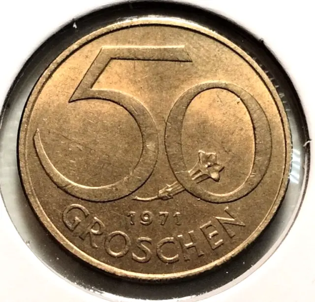1971  AUSTRIA  50 Groschen  Coin -  KM# 2885 - Combined Shipping (#INV9083)