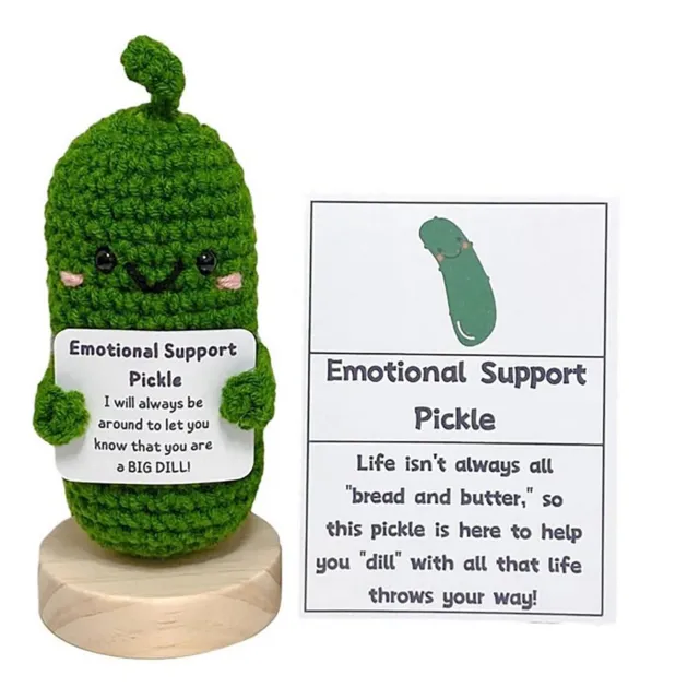 Handmade Emotional Support Cucumber Plush Doll - Green 11cm - Gift Bag Pendant