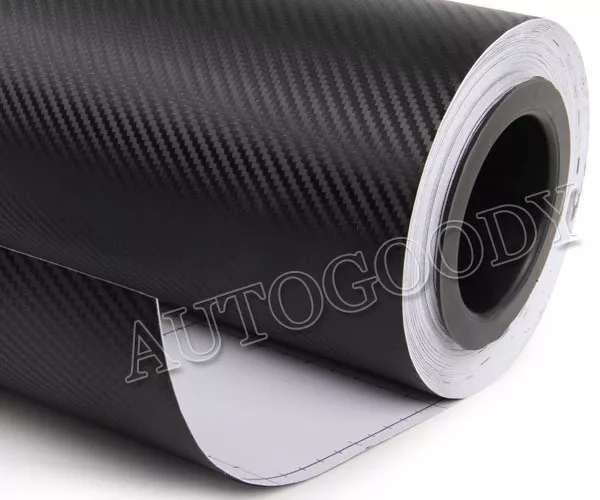 12" x 60" Black Carbon Fiber Vinyl Film Wrap 3D Bubble Free Air Release 1ftx5ft