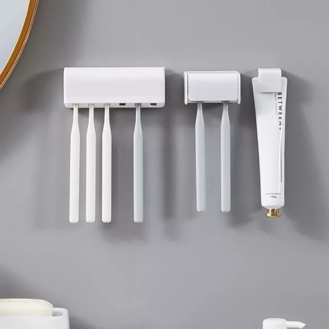 Punch-free Wall-mounted Toothbrush Holder Toothpaste Holder Storage Organizer&