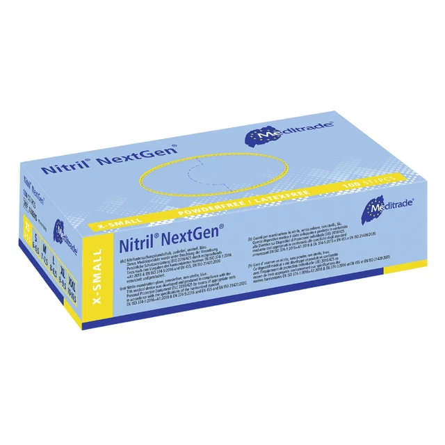 Meditrade Nitril Handschuhe NextGen EN 455, puderfrei, blau, 100 Stk.