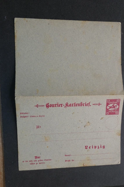 DR Privatpost Courier-Kartenbrief Leipzig mit Vignette H.Köhler Altenburg 1897