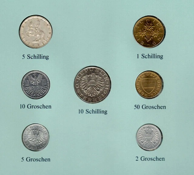Coin Sets of All Nations Austria 1961-1996 UNC 5 Schilling 1961 Silver 3.4.95 3