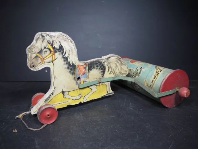 Vintage Children’s Pony Chime Pull Along Wooden Horse Toy - For Restoration
