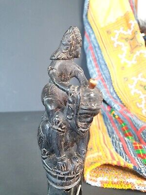 Old Javanese Carved Black Buffalo Horn Kris Handle …beautiful collection and dis 2