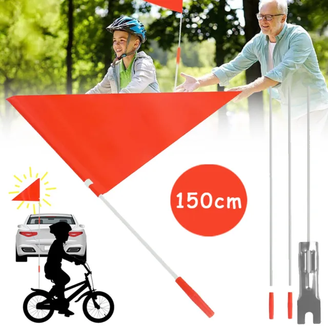 150cm In 3 Lengths Uni Axle Fitting Bicycle Safety Flag Mobility Scooter Bike AU