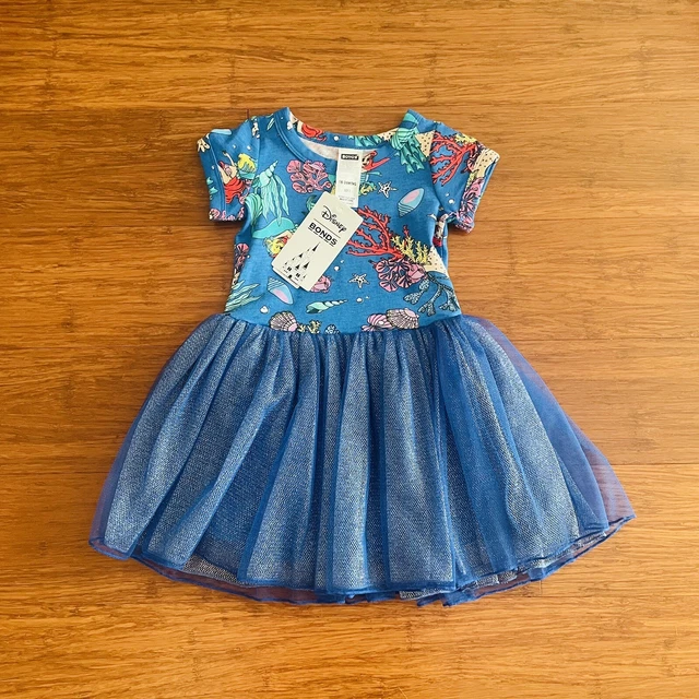 Bonds Baby Girl Disney Navy Blue Little Mermaid Ariel Tutu Dress Size 2 BNWT