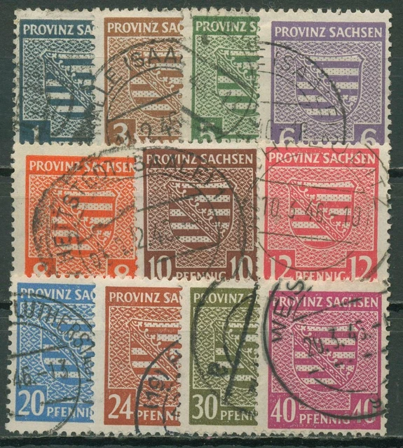 SBZ Provinz Sachsen 1945 Wappen WZ X komplett 73/84 X (ohne 80X) gestempelt